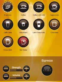 OPERATION Brewing a cup of espresso (Touchscreen) A Place a cup under the outlet for hot drinks. (A) Choose drink by pressing the drink button on the display.