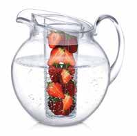 The crystal clear acrylic pitcher features a generous 3.