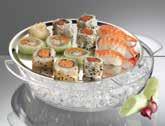 OF ICE This 2 piece set features a quality 18/8 stainless steel food platter and a high grade styrene lower ice tray.