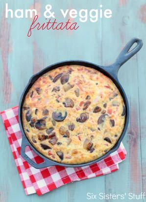 DAY 1 HAM AND VEGGIE FRITTATA RECIPE M A I N D I S H Serves: 8 Prep Time: 10 Minutes Cook Time: 30 Minutes 2 Tablespoons olive oil 2 large russet potatoes (peeled and diced) 1 cup sliced mushrooms 1