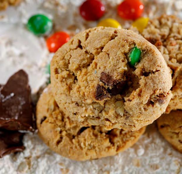 rich chocolate flavored cookie dough dotted with white chocolate chips.