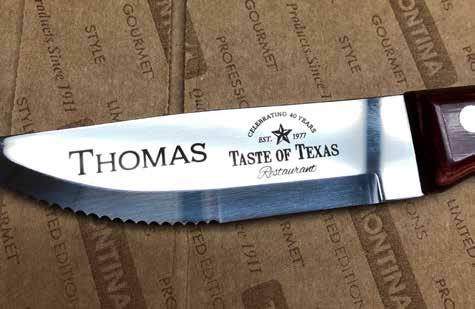 PERSONALIZED STEAK KNIVES The most popular gift this season! Personalize your steak gift box with custom steak knives.