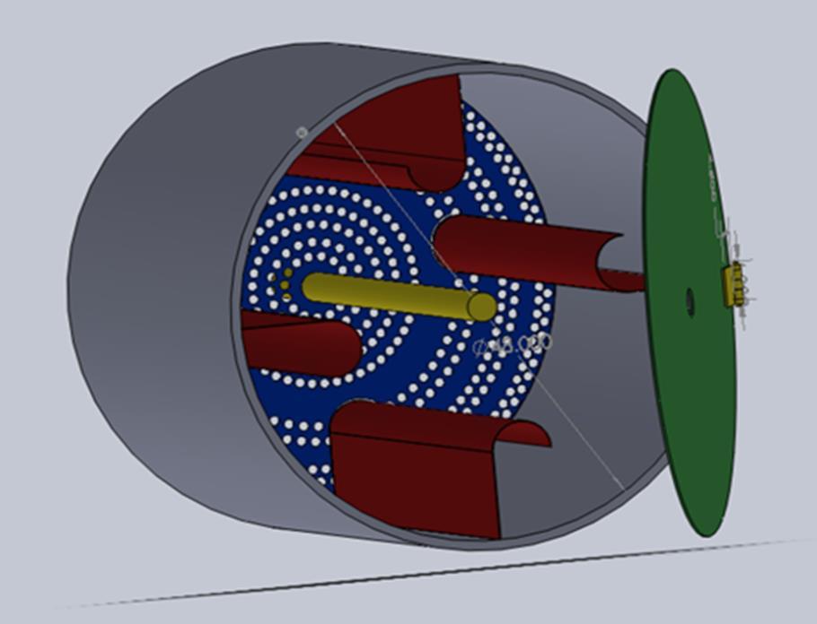 Figure 3: Assembly of Hook Rotating Drum Design Design 2: Single Paddle Mixer This design features the traditional roasting drum shape but it differs in mixing method it uses.