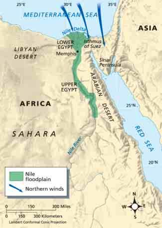 Along most of its course, however, the Nile s smooth, steady flow provided a natural route for transportation, as well as a seemingly endless supply of life-giving water.