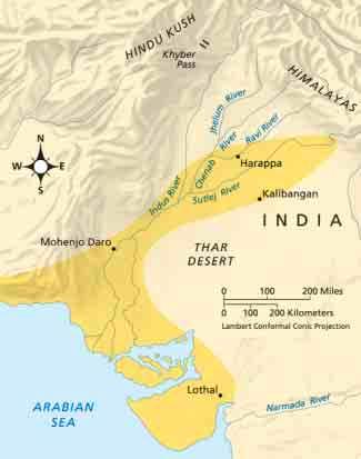 Early Civilization in the Indus River Valley A great civilization arose in the Indus River valley in about 2500 B.C. and lasted until about 1500 B.C. Much of what we know of this civilization comes from the ruins of two ancient cities, Harappa and Mohenjo Daro.