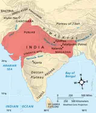 Gupta Empire, c. A.D. 400 Interpreting Maps The Gupta rulers united northern India, where they built temples to Hindu gods.