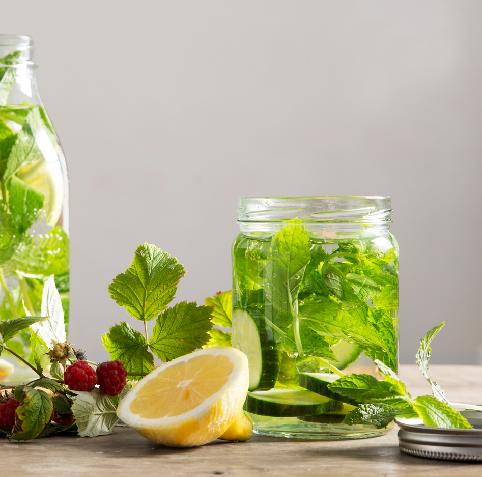 INFUSED WATER If you find it hard to drink plenty of water, try infusing it with fruit, cucumber, mint or lemon for a more tasty water.