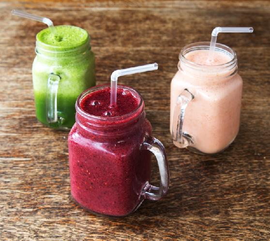 SMOOTHIES Add ingredient to a blender and blend until smooth and silky. Pour into a glass or take out mug and enjoy!