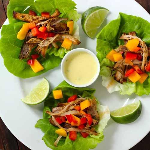 Thursday, 14th June 2018 Jamaican Jerk Pork Wraps (Paleo) Active Time: 20m Total Time: 20m For the mayo: 1/2 clove garlic 1/2 lime 1/4 cup mayonnaise 1/4 teaspoon garlic powder coarse sea salt, to