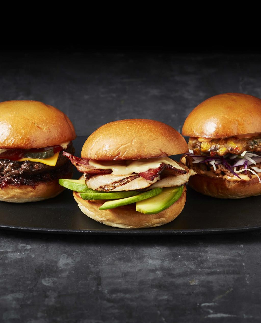 TRIO OF SLIDERS Don t go too heavy, Wolf Blass Merlot won t overpower these great options Classic Cheeseburger.