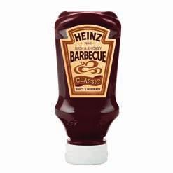 Sauces - Heinz - Table Top Solutions Ambient 1.62 per bottle 90p per bottle BBQ Sauce (8x220ml) Was 20.49 Now 12.99 Code 15989 Table Top Mayo Opaque (Free Range) (10x220ml) Was 14.49 Now 8.