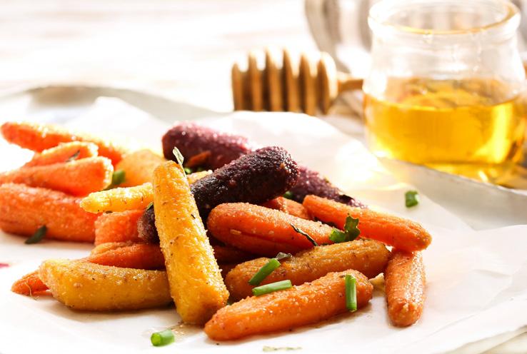 38 Roasted Honey Dijon Carrots Serves 2-4 people Prep/cooking time: Approximately 35 minutes 1 lb. baby carrots 2 tbsp. olive oil 3 tbsp. honey 1½ tsp.
