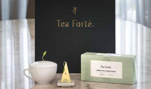 Includes our 10-infuser Tea Tasting Assortment Petite Presentation Box, two porcelain 8 oz. Café Cups and two monogrammed Orchid Tea Trays. MEASURES: 13 L X 12.5 D X 5.