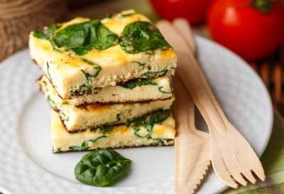 Summer Frittata Serves: 6 1 Corn-on-the-Cob 1 tbsp Butter 1 small Courgette, very finely sliced 8 large Eggs 40g 0% Greek Yogurt 1 tsp Salt 2 small pinches Black Pepper 25g Baby Spinach 56g low-fat