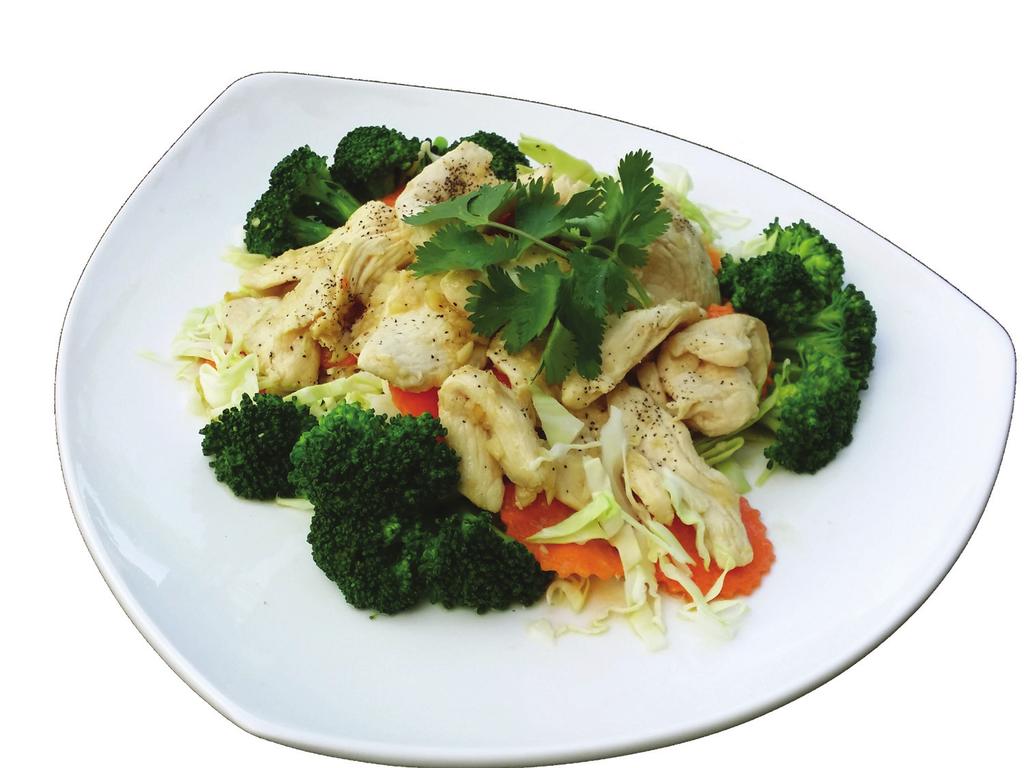 25. ANGRY CHICKEN Sautéed chicken with garlic, chili paste, mushroom, onion, bell pepper and Thai sweet basil. 11.95 26.