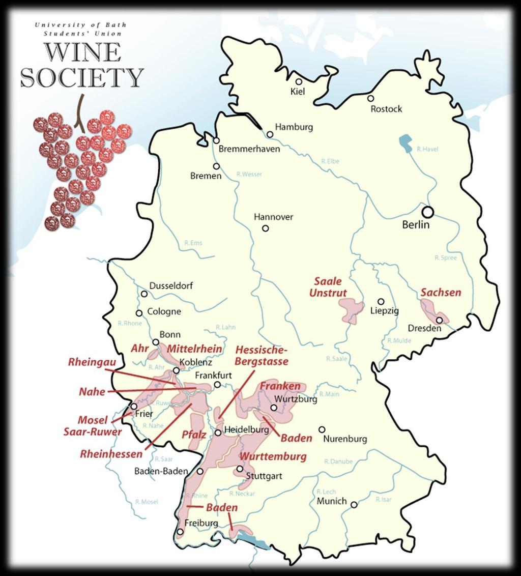 Map of German Wine Regions,