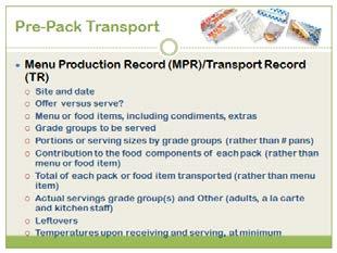 Slide 32 The same items are required for a pre-pack transport record as were required for bulk transport.