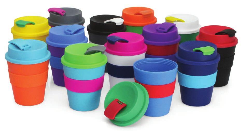 95 Size: 126h x 90d mm Glass cup with push on silicon lid & sleeve, sleeve & lid colour must match Sleeve & lid