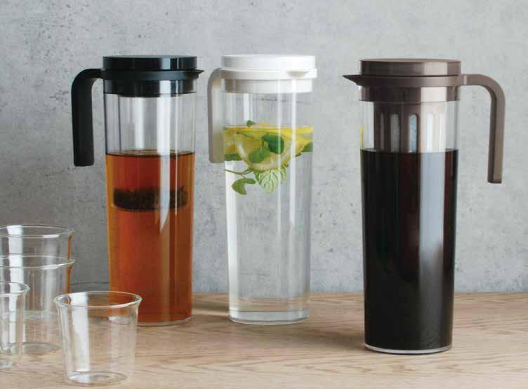 You can choose from 3 types: ice tea jug with a transparent infuser, coffee jug with a mesh filter, or water jug with no filter.