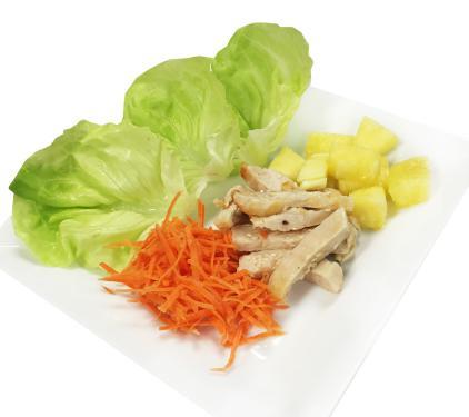 lettuce leaf cups, shredded carrots, tangy diced pineapple and