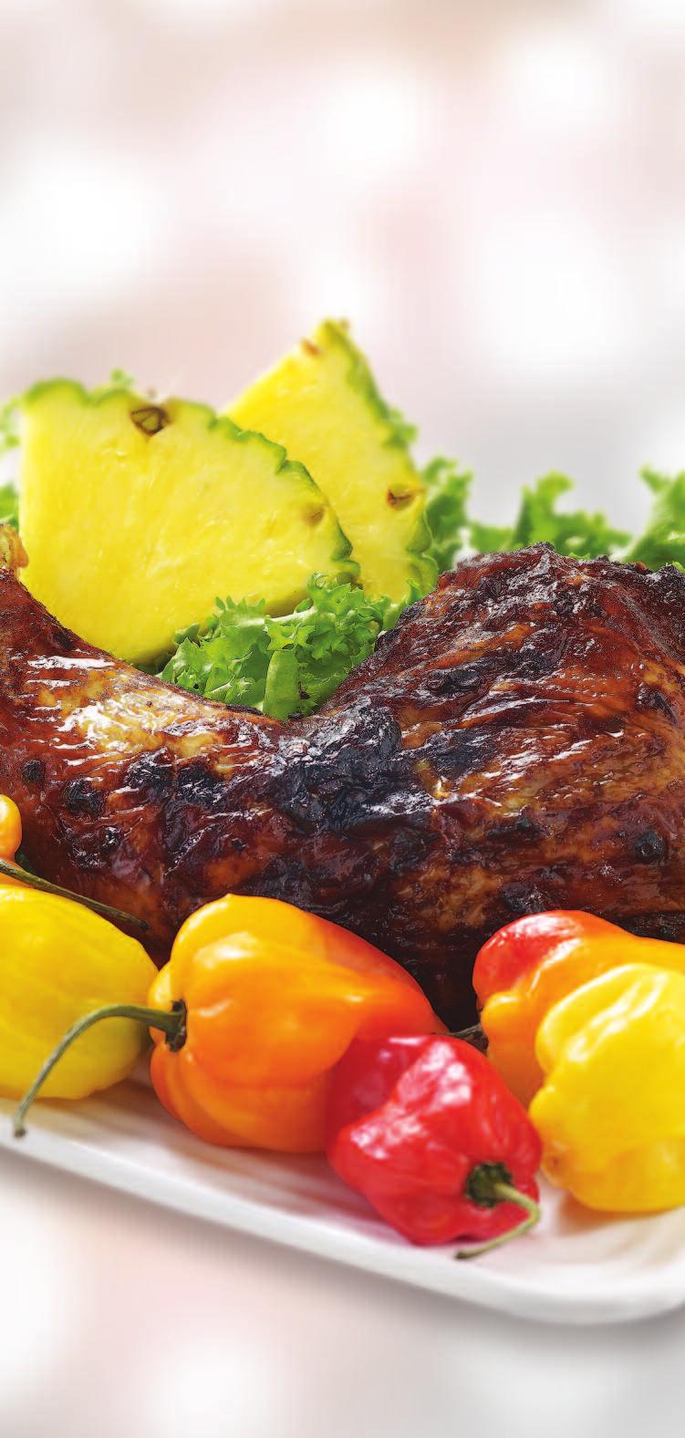 SelectFavourites Jerk Chicken Authentic jerk spiced chicken with Jamaican rice, served with garden or Caesar salad. $12.