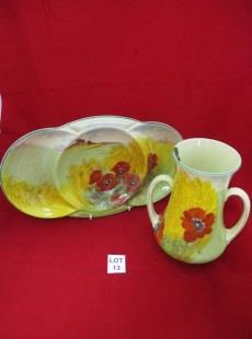 00 C 7 Vintage Staffordshire bone china part coffee set comprising 5 cups, 6 saucers, 1 milk jug and 1