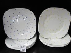 00 C 254 C 255 C 258 C 263 C 264 Ten Royal Standard side plates with polka dot patterns five