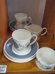 symphony plates, 1 Alfred Meakin soup plate, 4 side plates, 1 teapot and 1 serving dish.