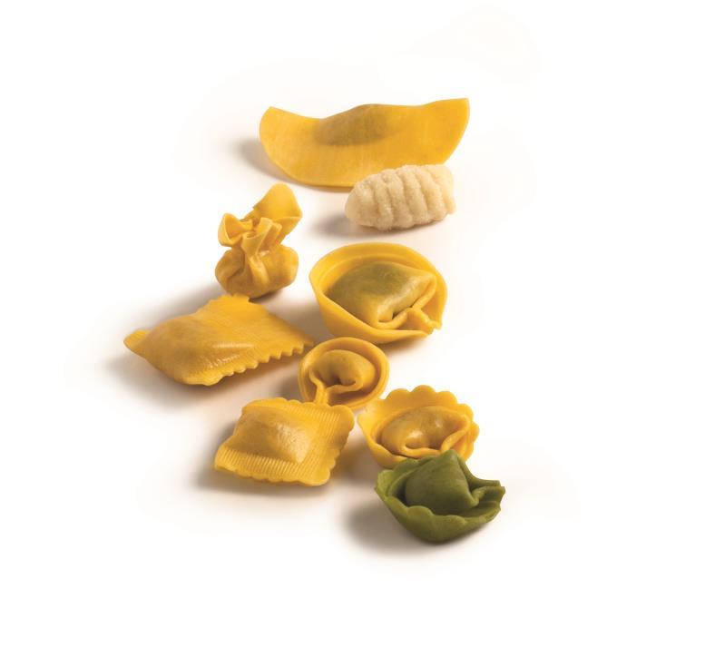 DIFFERENT SIZES AND FILLINGS Different egg pasta stuffed with soft meat, cheese or vegetables.