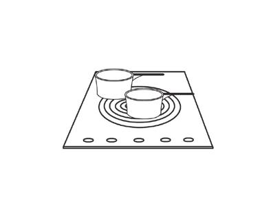 Use of the Coup de Feu A B C The large Coup de feu solid cast iron plate made of concentric rings allows you to rest the pan (or several pans) directly on the surface (fig. B, C).
