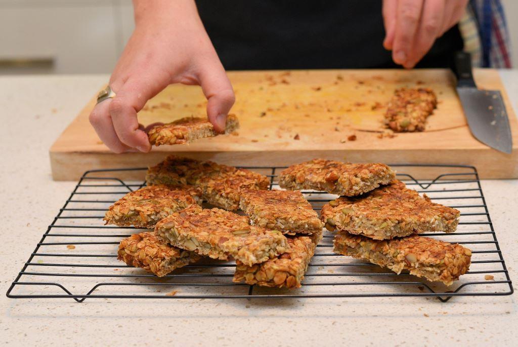 Oat, coconut and banana bars This is a play on a granola bar, but sugar free and less crunchy, so it easier to eat for cancer patients who may be experiencing mouth soreness.