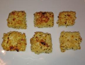 Cauli-Tots *Adapted from Eating Well Magazine* 1 medium head cauliflower (about 2 pounds), trimmed and broken into small florets 5 tablespoons all- purpose or white whole wheat flour 1/4 cup grated