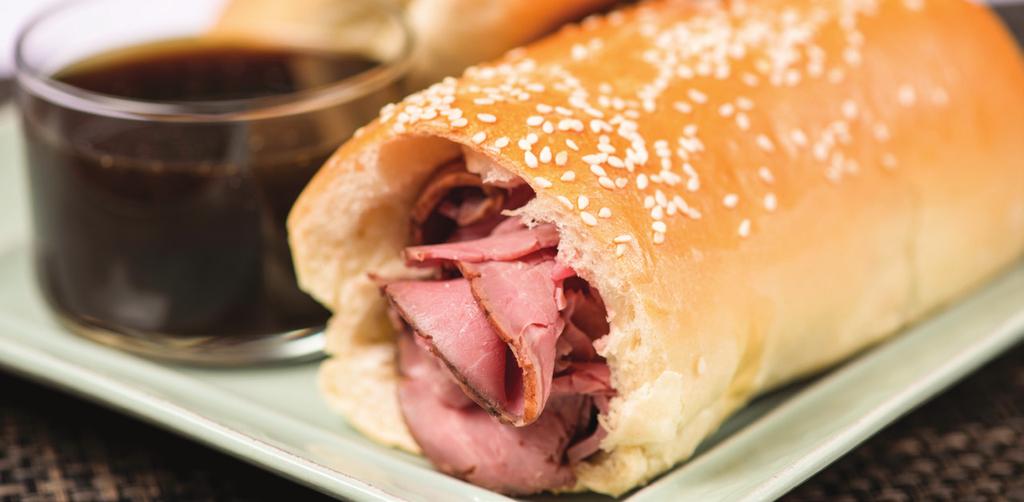 FRENCH DIP WITH PROVOLONE AND HORSERADISH DELUXE WHITE SUB ROLL DOUGH Start with the right sub roll and fill it to your