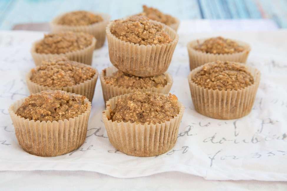 BANANA WALNUT MUFFINS Ingredients 4 large dates pits taken out and soaked in boiling water for 10 minutes 1 1/4 cup unsweetened non-dairy milk 295ml 2 tablespoons lemon juice 2 1/2 cups regular