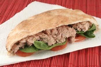 Lunch Ideas: Mediterranean Tuna Salad Tuna salad with feta cheese, olives and vegetables in a whole wheat pita 1 can tuna fish (3 oz.) packed in water 4 kalamata or other black olives, chopped 2 Tbsp.
