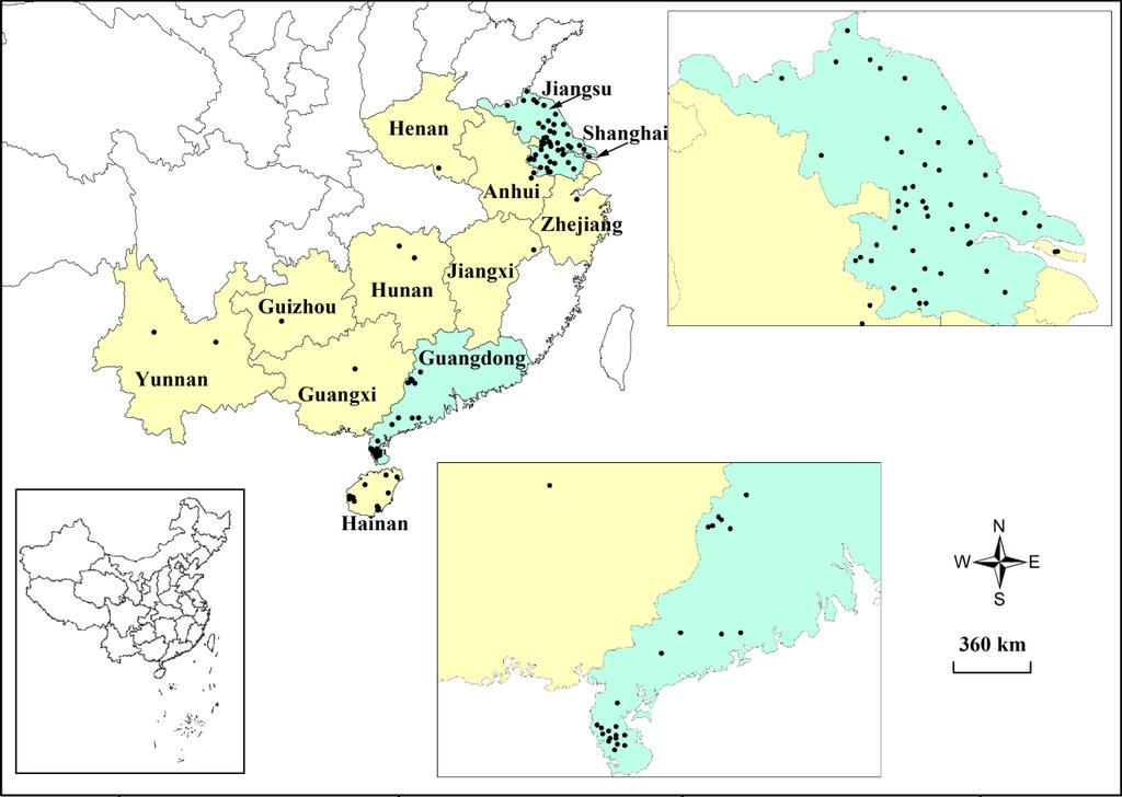 Supplementary Figure S4 Collection sites of 91 weedy rice populations in 12