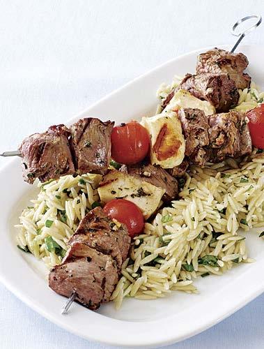 Skewers with Orzo Salad