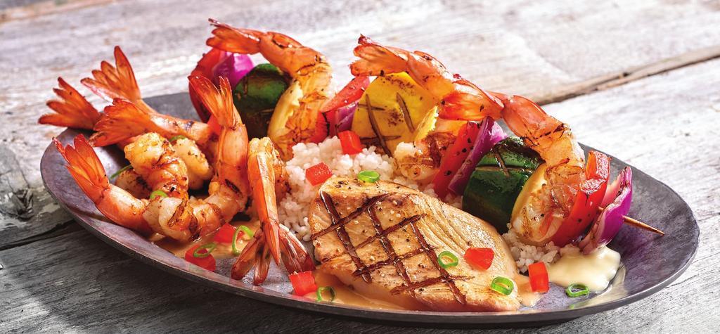 99 GRILLED SEAFOOD TRIO BOURBON STREET MAHI MAHI ACCIDENTAL FISH & SHRIMP JENNY S CATCH WITH LOBSTER BUTTER SAUCE A trio of our most popular