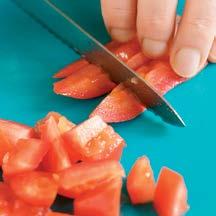 different: First, cut a thin slice from the bottom to create a flat surface on which to stand the tomato.