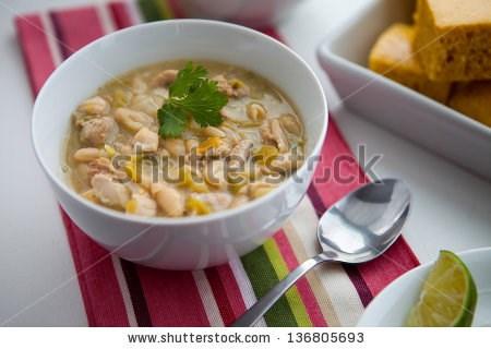 Lunch Crock Pot White Chicken Chili Serves 4-6 5 minutes 4-6 hours 4-6 hours Easy 32 oz. low sodium chicken broth 16 oz. boneless, chicken breasts 1 15 oz. can cannellini beans 1 15 oz.