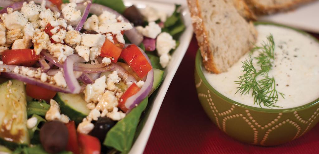 Greek Salad with Tzatziki Sauce Serves 4 15 minutes N/A 15 minutes Easy Tzatziki Sauce 2 6oz.