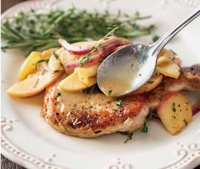 One Pan Pork Chops with Apples and Onions Recommended Tool SAVORLIVING Stainless Steel 12 Blade Apple slicer Ingredients Meat 3 oz Pork chops, bone-in Produce 2 Apples, medium(sliced) 1 Red onion,