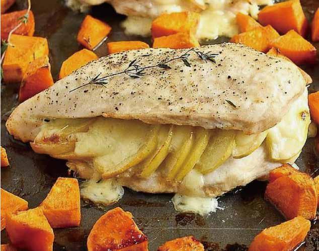 Apple Gouda Stuffed Chicken Breasts with Smoky Roasted Sweet Potatoes Recommended Tool SAVORLIVING Stainless Steel 12 Blade Apple slicer Ingredients Meat 2 Chicken breasts, large boneless skinless
