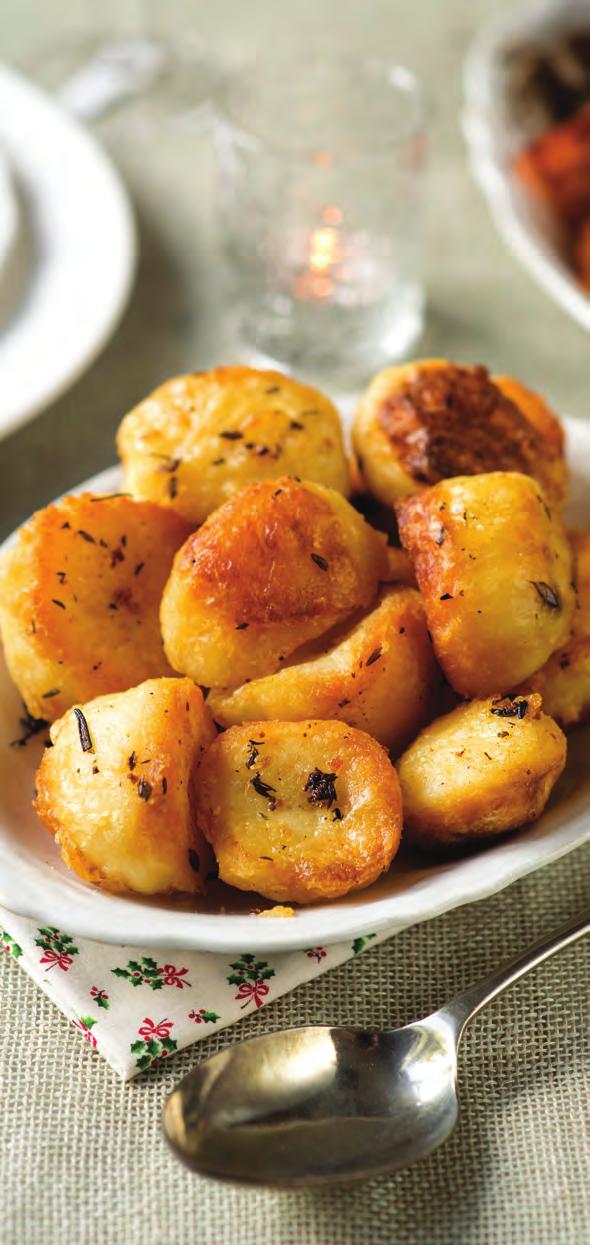 SERVES 4-6 Crispy Roast Potatoes made with duck fat Christmas trimmings Tip Use the fat from your roast duck to make delicious crispy roast potatoes. 1.