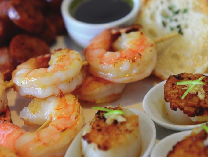 FROM THE GRILL Served Fri, Sat, Sun & Public Holidays Midday onwards subject to availability Entrée Prawn Skewers $12.00 With your choice of Garlic or Chilli Butter. Seared Scallops $12.