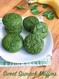 Spinach muffins flour 2 cups baking powder 2 teaspoons baking soda 1/2 teaspoon salt 1/4 teaspoon spinach 6 ounces, fresh and washed milk 3/4 cup honey 1/2 cup banana 1 butter 1/2 cup, melted egg 1