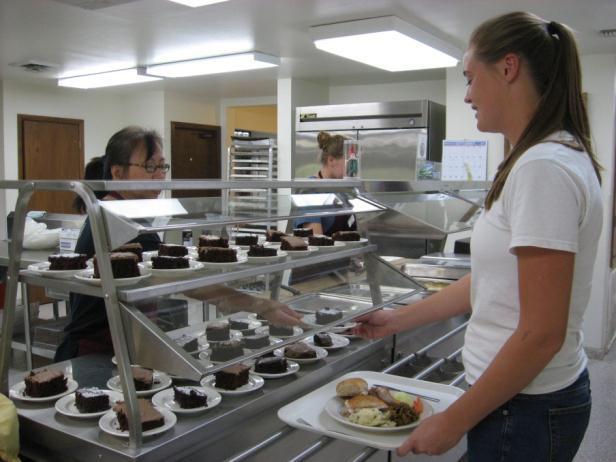 The dining hall meals are prepared using seasonal Ranch products including vegetables, fruit and meat. Pork, beef and chicken are the main meats raised at the Ranch.