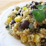 DINNERS QUINOA AND BLACK BEAN SALAD (SIDE) It's quick and easy, inexpensive, attractive to look at, delicious, and very very healthy. It travels AND refrigerates well and it can be eaten hot or cold.