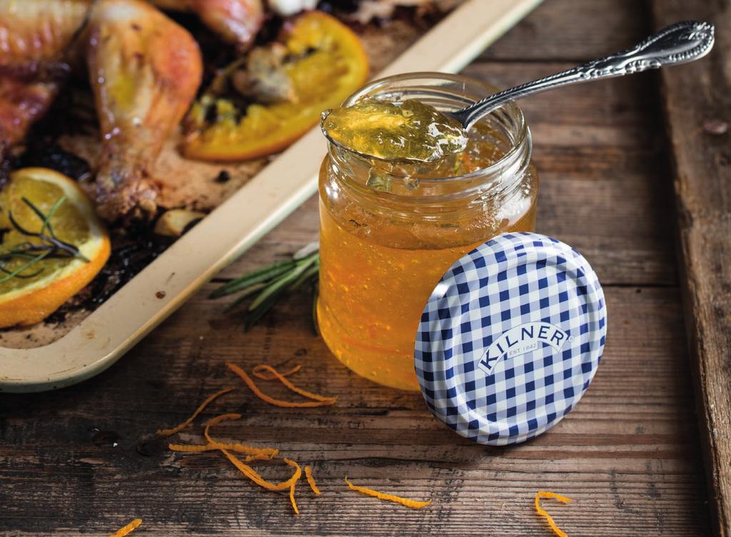 Orange & Rosemary Jelly A delightful tangy spread with a fragrant, woody hint of rosemary. This would be a great addition to your roast chicken or lamb.