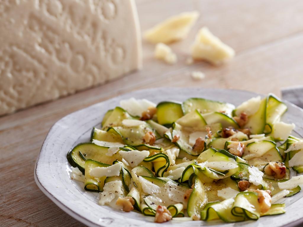 Zucchini Ribbons with PECORINO ROMANO PDO Difficulty: Easy Serves: 8-12 servings Preparation: 30 minutes Soft ribbons of zucchini and crunchy walnuts sing in a lemony vinaigrette that acts as a